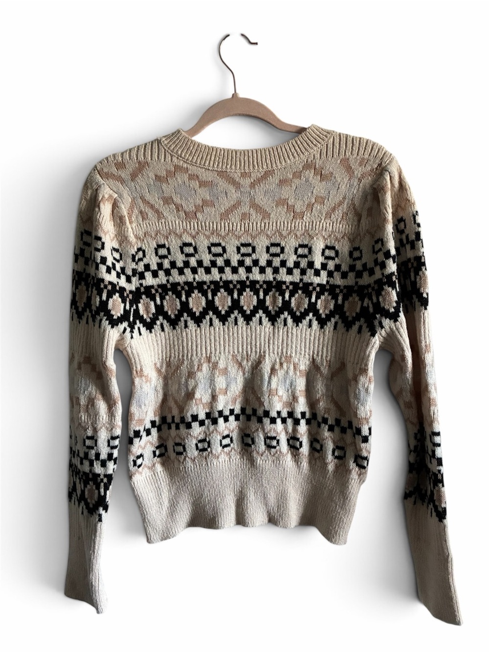 Freshman Cream and Black Fair Isle Crewneck Sweater